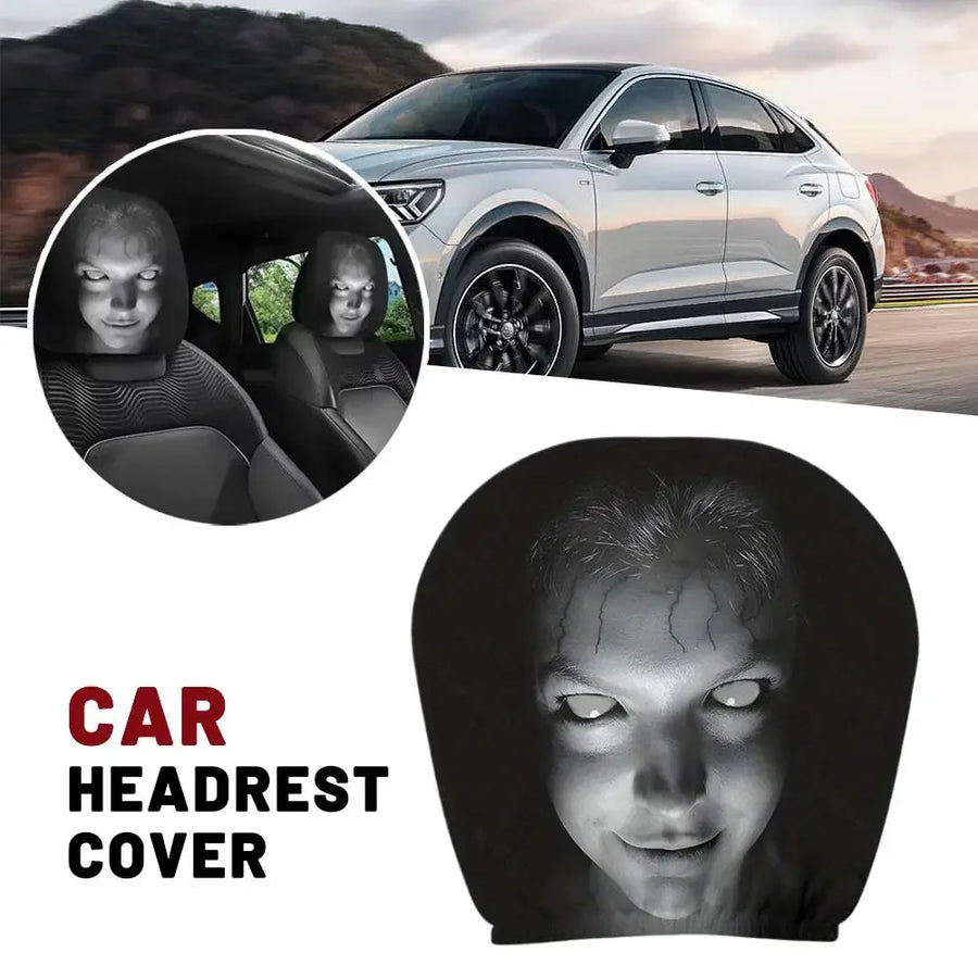 2-Piece Horror Design Car Headrest Covers – Universal Halloween Seat Decor