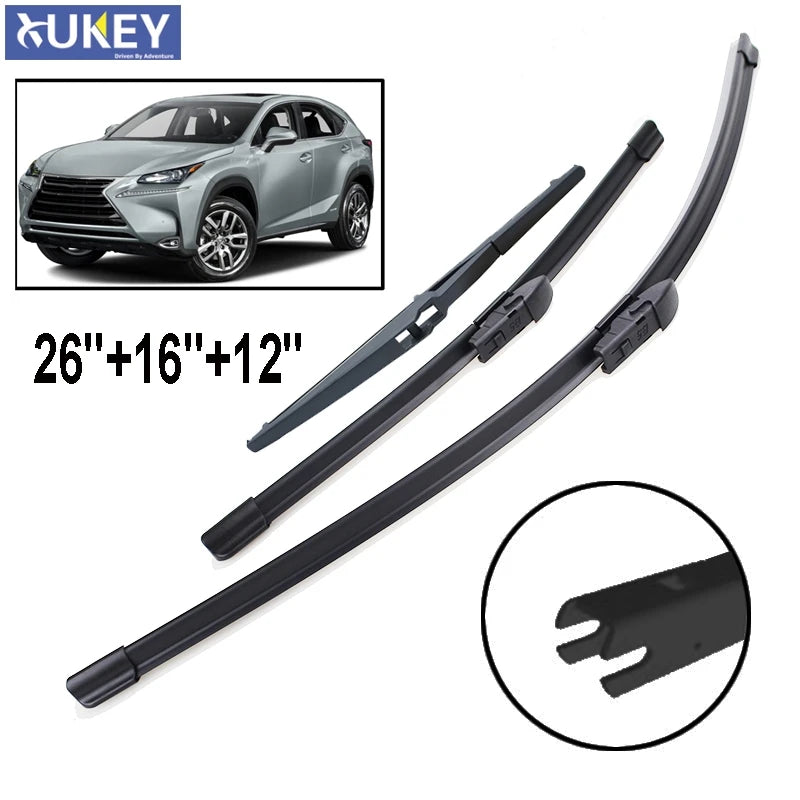 Front & Rear Windshield Wiper Blade Set for Lexus NX 200 300 26" 16"12" 2014-2018
