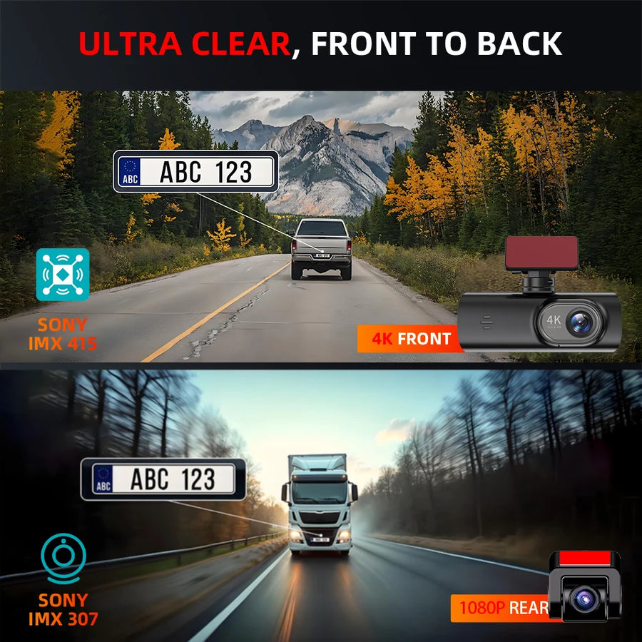 4K Dual Dash Cam with Wi-Fi App Control