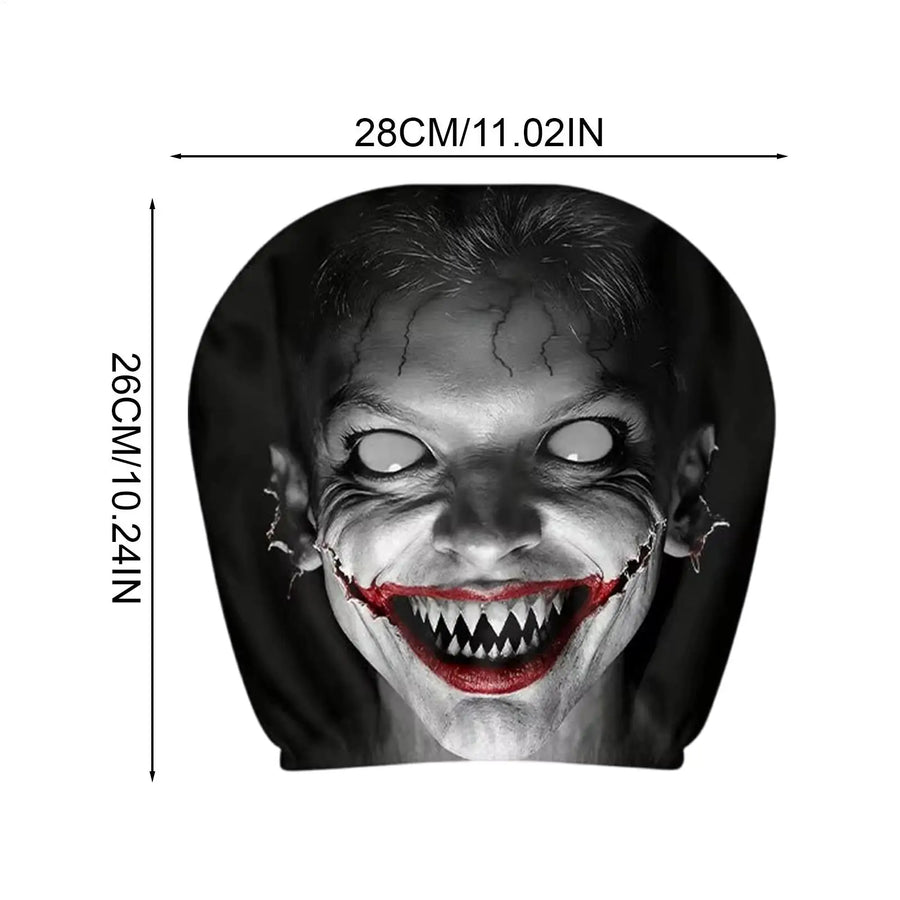 2-Piece Evil Clown Cracked Print Car Headrest Cover Set