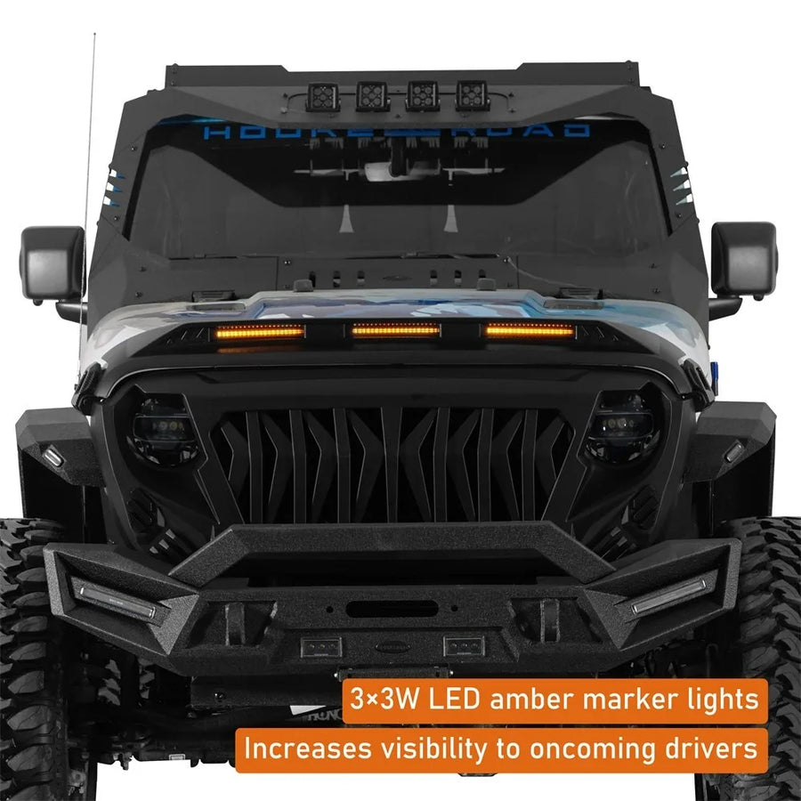 LED Hood Protector Stone Guard for 2018–2026 Jeep Wrangler JL/Gladiator JT