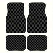 Checkered Universal Car Floor Mats – 4-Piece Set