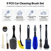 9-Piece Car Detailing Brush Set for Interior & Exterior
