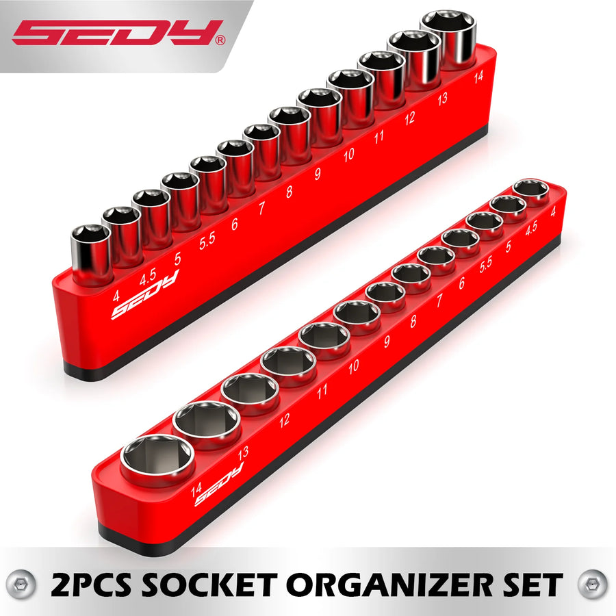 2-Piece Magnetic Socket Organizer Set for 1/4-Inch Drive Sockets
