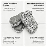 Dual-Sided Microfiber Car Wash Sponges - 24 x 12 x 5 cm