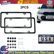 2-Piece Black Stainless-Steel US License Plate Frame Set