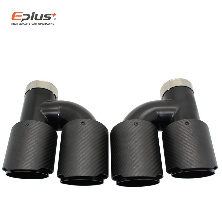 Universal H-Shaped Dual-Outlet Carbon-Fiber & Stainless Steel Exhaust Tip