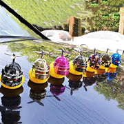 Helmeted Squeaky Rubber Duck Vehicle Ornament with Accessories