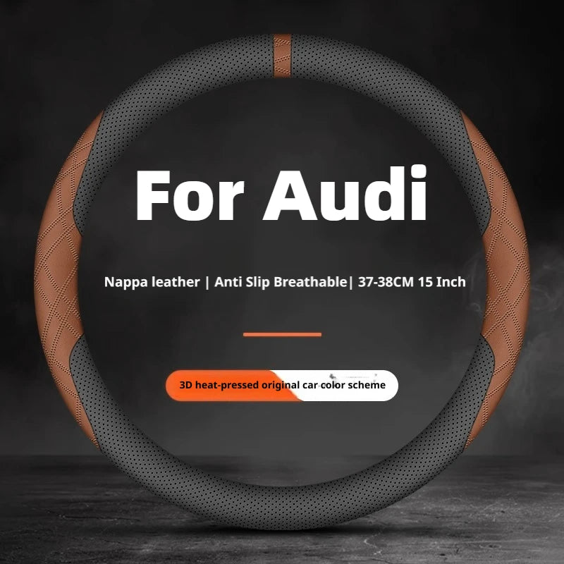 Nappa Steering Wheel Cover for Audi B8 A3 8P B6 B7 A6 A5 A8 D3 C8 Q7 4L F3 8t B9