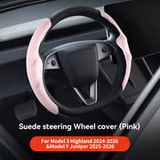 Suede Steering Wheel Cover for Tesla Model 3/Y Highland and Juniper