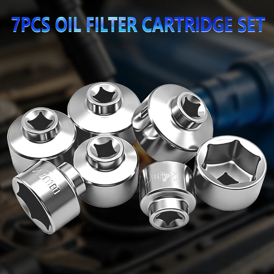 7-Piece Oil Filter Socket Set, 24-38mm, for Mercedes-Benz, BMW, VW and Audi