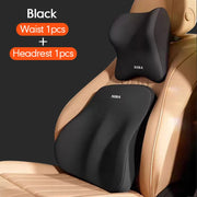 Universal Memory-Foam Car Neck Pillow and Lumbar Support Cushion Set