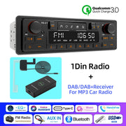 Retro 1-DIN Bluetooth Car Stereo with FM, AM, RDS, DAB and USB