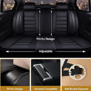 Black Faux-Leather 5-Seat Cover Set – Universal Fit