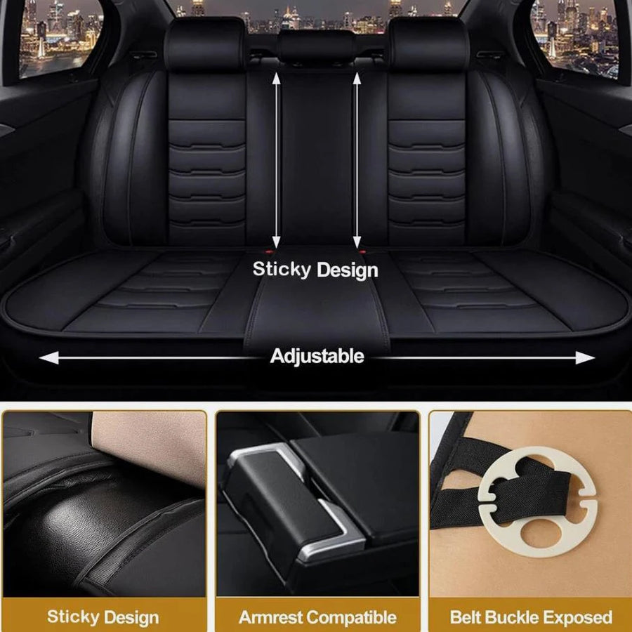 Black Faux-Leather 5-Seat Cover Set – Universal Fit