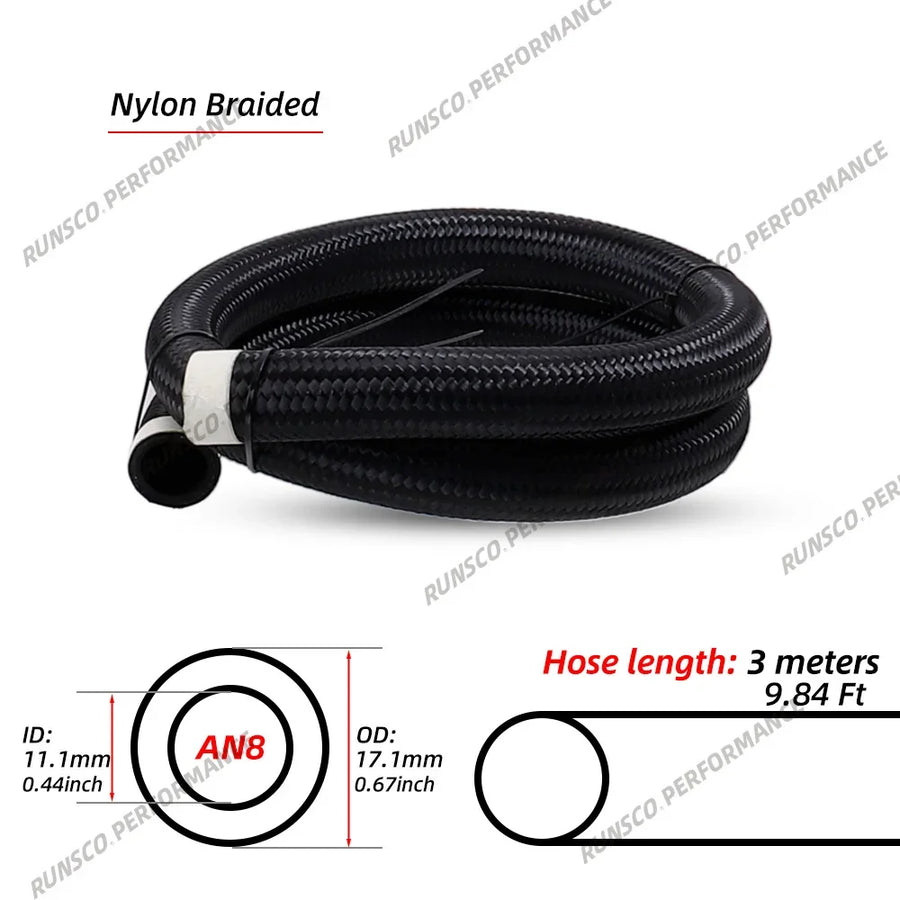 Universal Braided Fuel & Oil Hose, AN4-AN12
