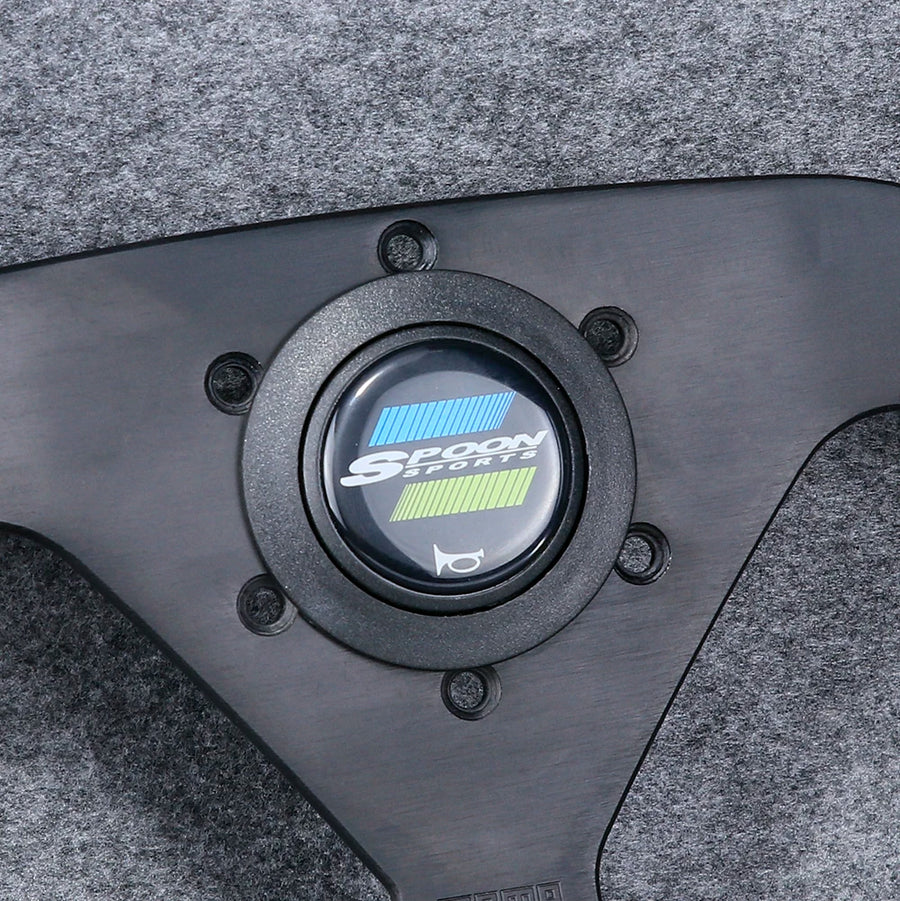 Spoon Sports-Style 350 mm Black-Spoke Leather Steering Wheel