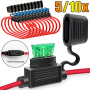 14 AWG Inline Mini Blade Fuse Holders with Fuses – 5 or 10 Pack