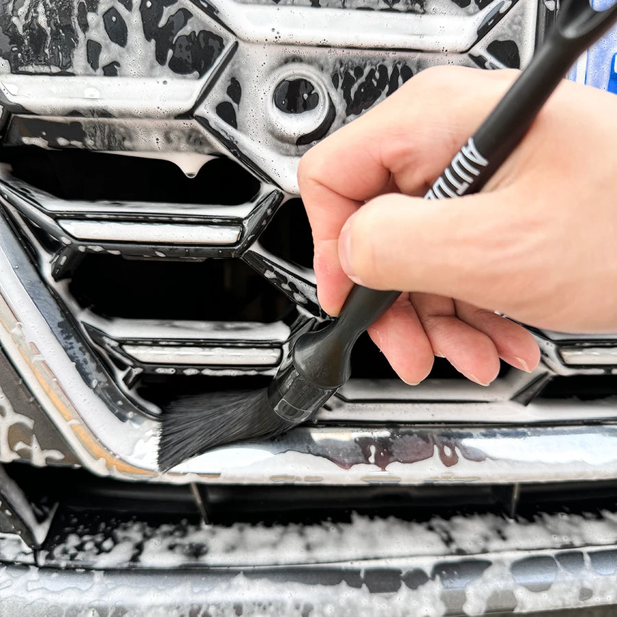 5-Piece Black Detailing Brush Set for Car Interiors
