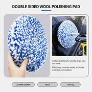 9-Inch Double-Sided Wool Polishing Pad with Threaded Center