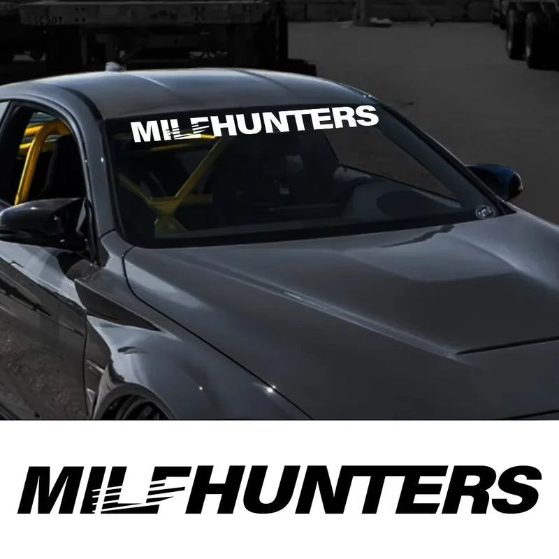 “MILF Hunters” Windshield Vinyl Decal – 100 × 9 cm