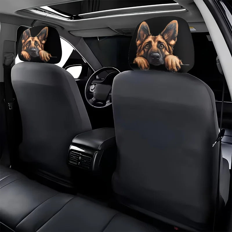 2-Piece Border Collie Sheepdog Print Universal Car Headrest Covers