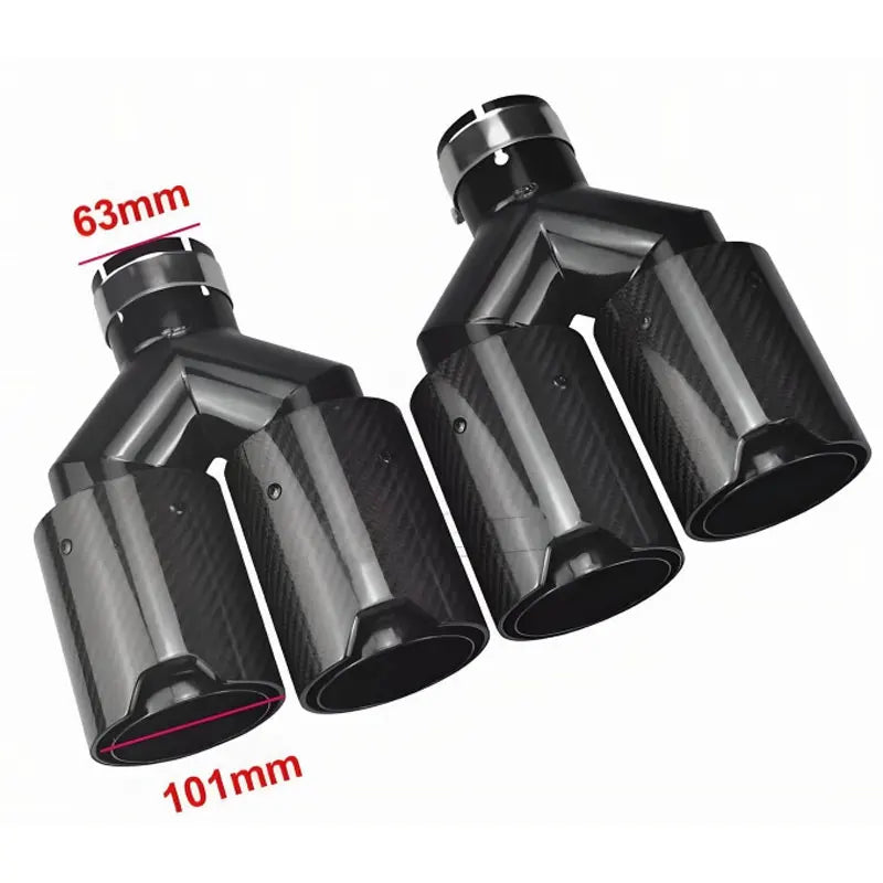 63 mm Inlet x 101 mm Outlet Carbon-Fiber Dual Exhaust Tip