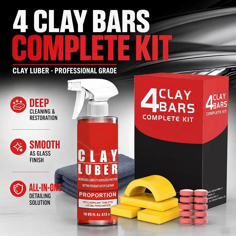 Clay Bar Kit, Complete Clay Bars Auto Detailing Clay Luber Lubricant Car Wash Kit, Premium Grade 4 Clay