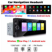 6.86-Inch 1-DIN Wireless CarPlay and Android Auto Car Stereo