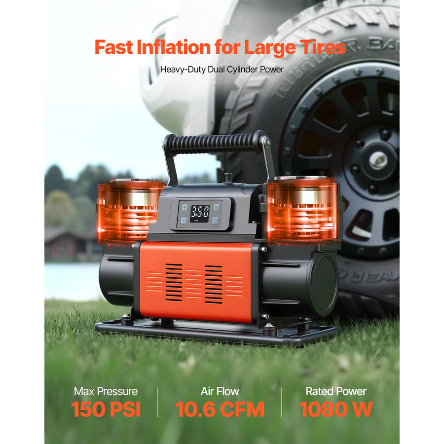 12V Dual-Cylinder Tire Inflator – 150 PSI / 10.6 CFM