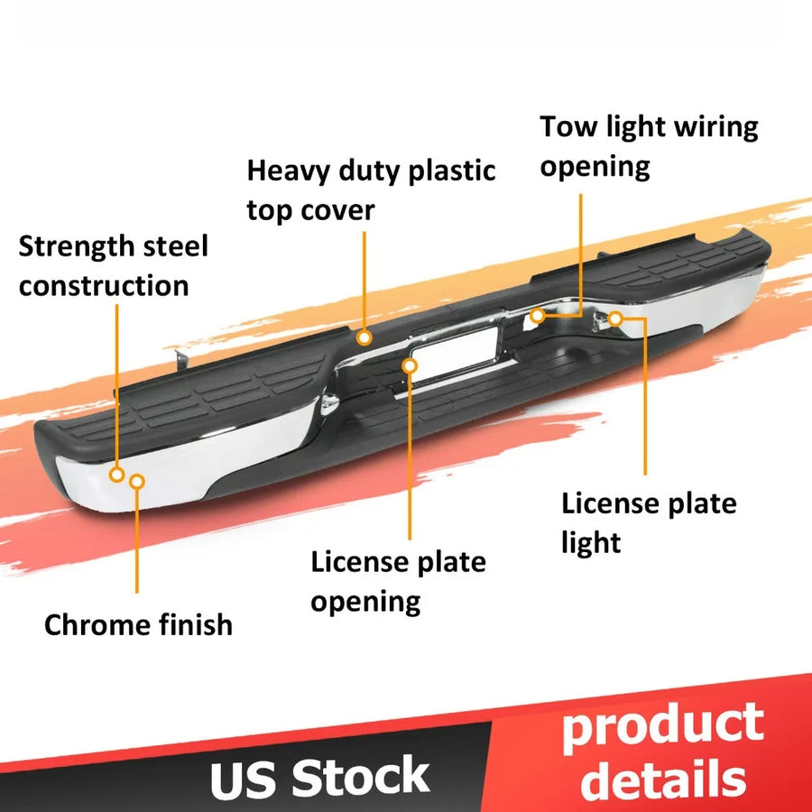 Chrome Rear Bumper Assembly for 1999–2007 Chevrolet/GMC Silverado/Sierra 2500