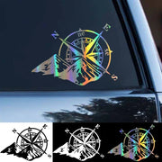 Mountain Compass Reflective Vehicle Decal – 16.6 × 12 cm