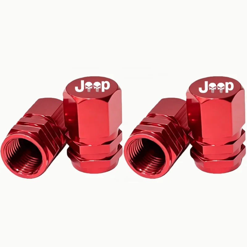 4-Piece Aluminum Tire Valve Cap Set for Jeep Models