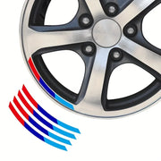 BMW M-Style Tri-Color Wheel Rim Stripe Decals – 4-Piece Set