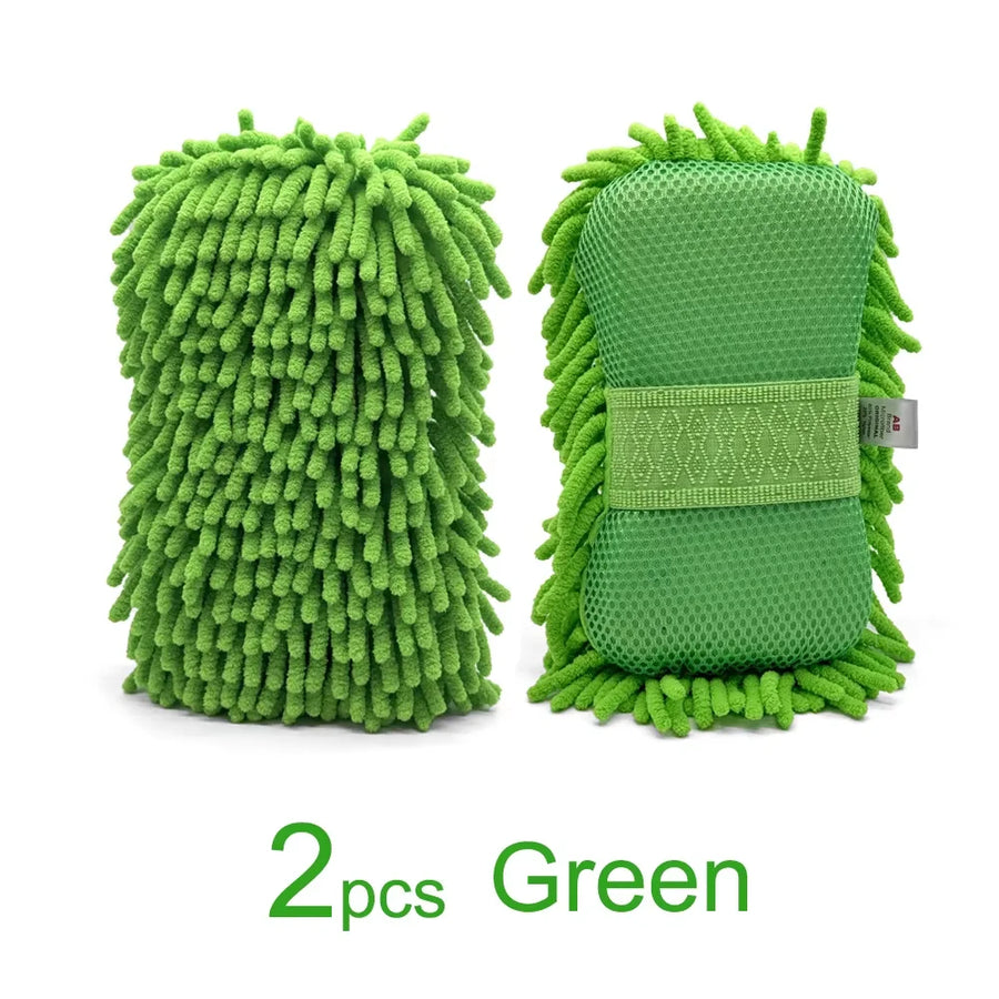 Chenille & Mesh Car Wash Mitts, 2-Pack