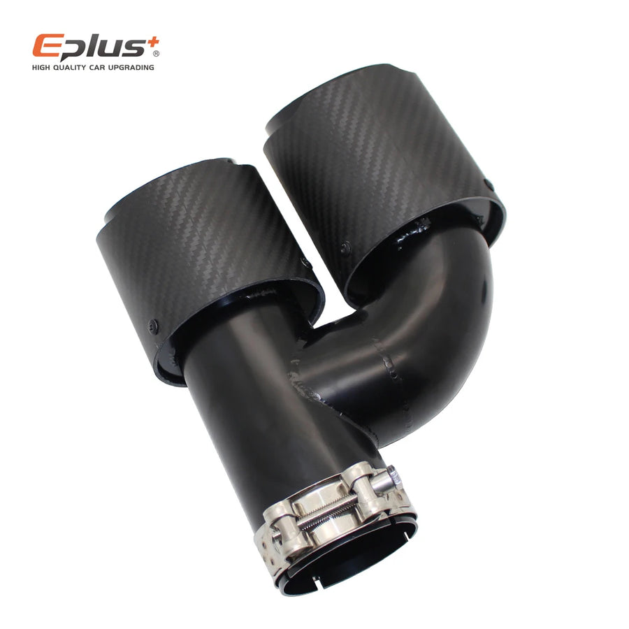 Universal H-Shaped Dual-Outlet Carbon-Fiber & Stainless Steel Exhaust Tip
