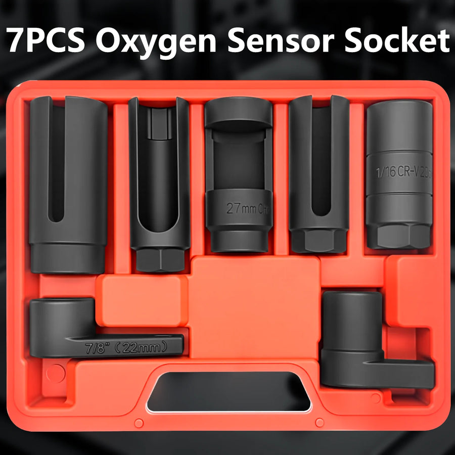 7-Piece Oxygen Sensor Socket Set, 22/27/29mm