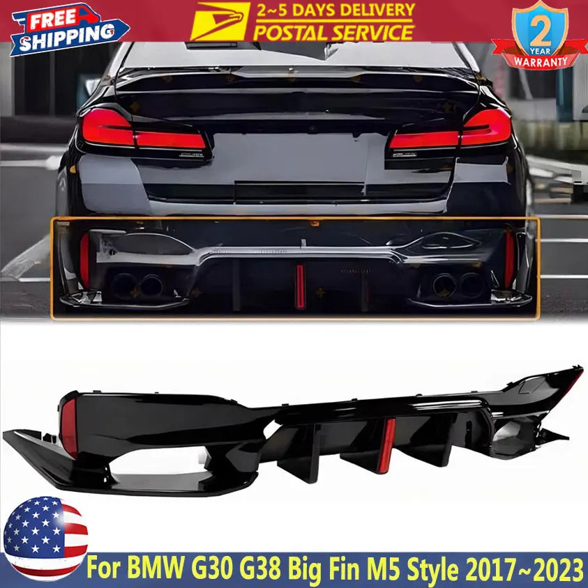 LED Rear Bumper Diffuser for BMW 5 Series G30/G31/G38 2017-2023