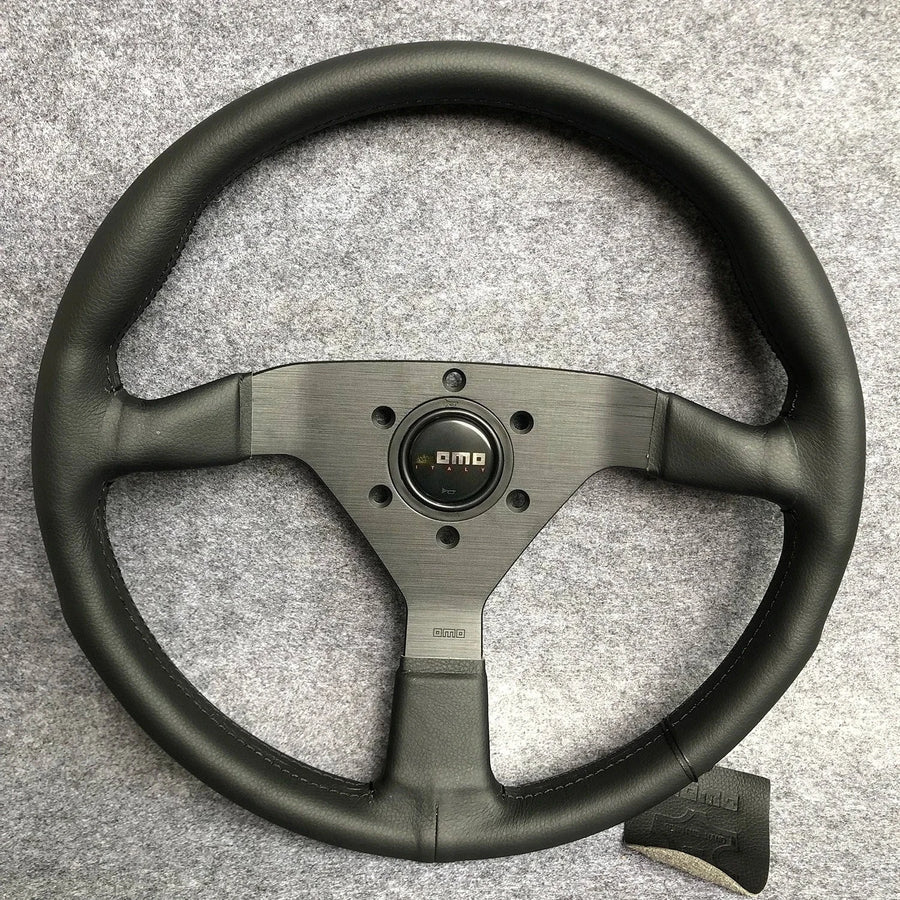 MonteCarlo V1 350mm/14'' Leather Thickened Flat Spoke Sport Volante Steering Wheel