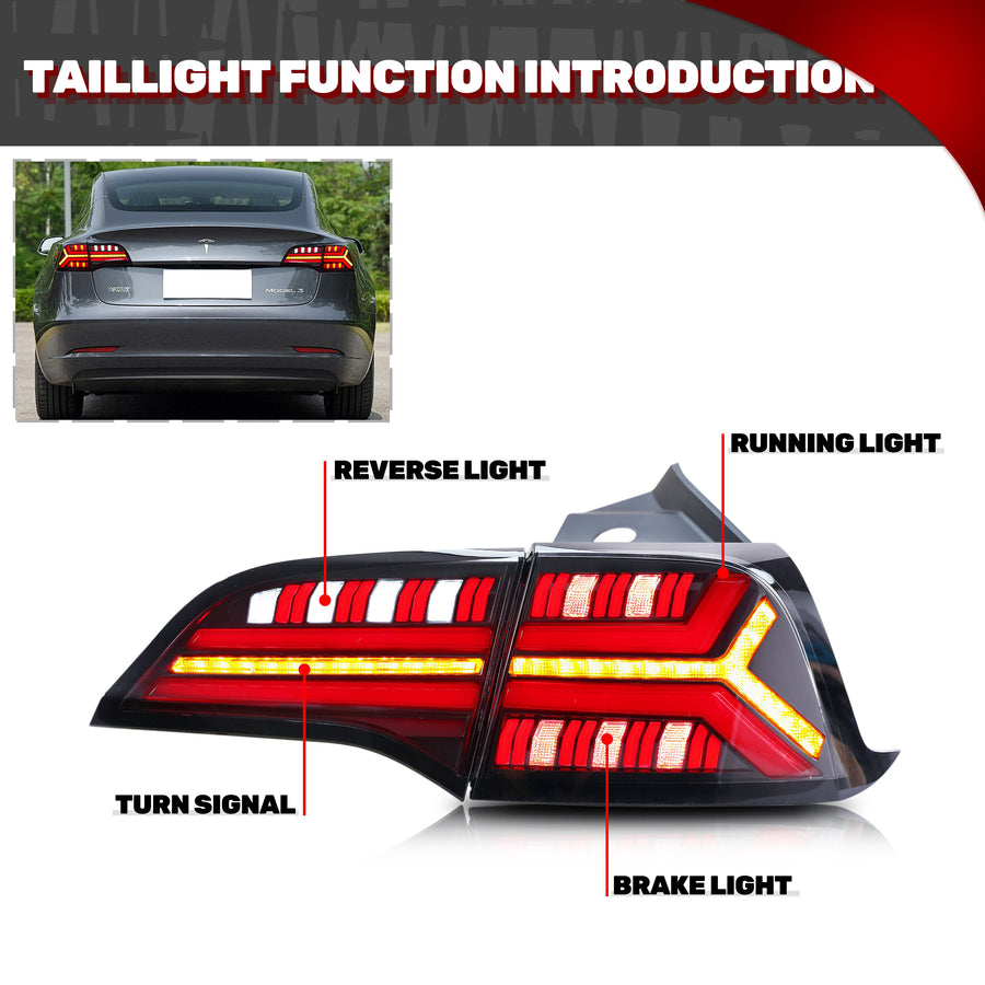 Tesla Model 3/Model Y Sequential LED Tail Light Pair