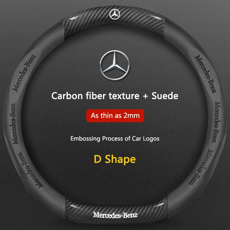 3D Carbon-Fiber-Texture Steering Wheel Cover – Mercedes-Benz