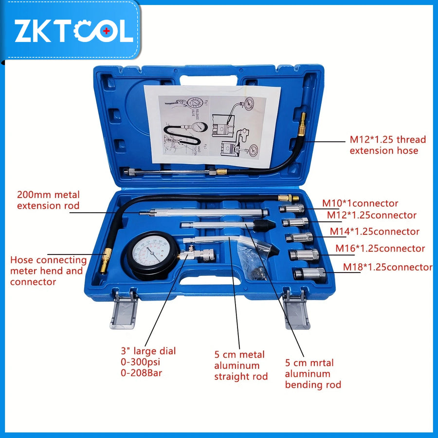 Automotive Engine Compression Tester Gauge Kit
