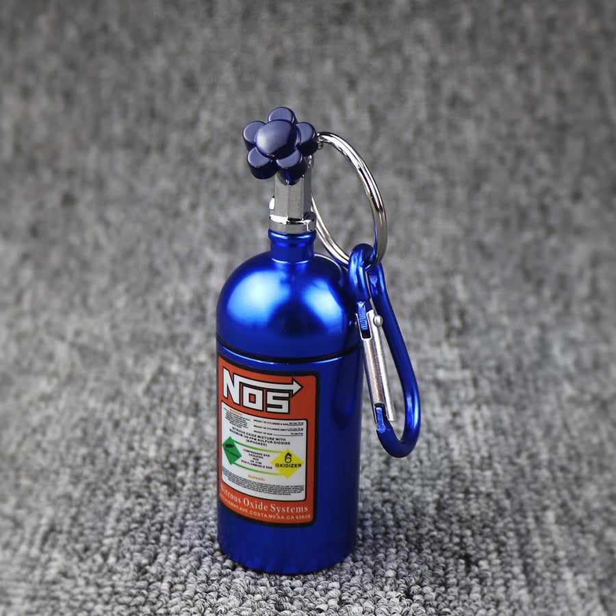 10cm Outdoor Nos Bottle Style Key Chain Car Ashtray Metal Car Ashtray Aluminium Keychain Bag
