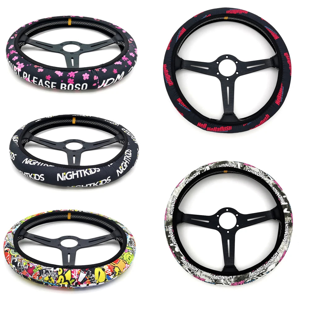 JDM-Style 15-Inch Faux Leather Steering Wheel Cover