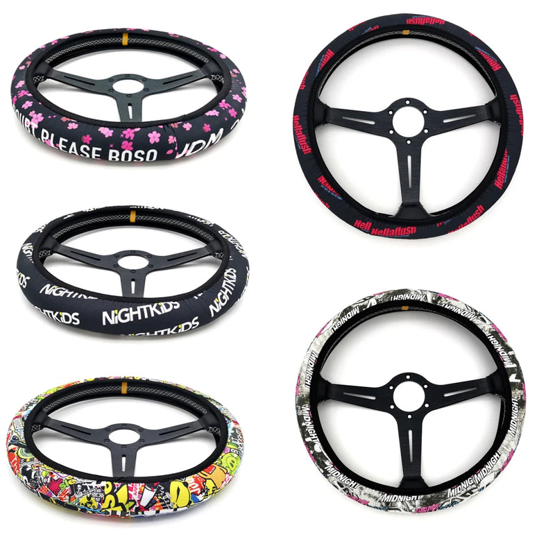 JDM-Style 15-Inch Faux Leather Steering Wheel Cover