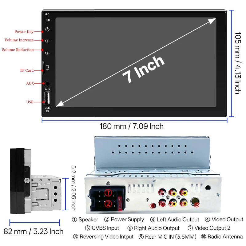 7-Inch Single-DIN CarPlay and Android Auto Touchscreen Receiver