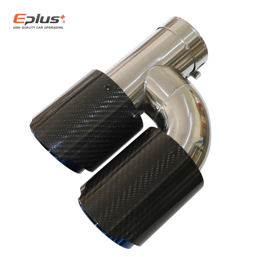 Universal H-Shaped Dual-Outlet Carbon-Fiber & Stainless Steel Exhaust Tip