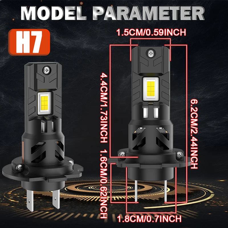 H7 LED Headlight Bulb – 6000K, CANBUS, Compact