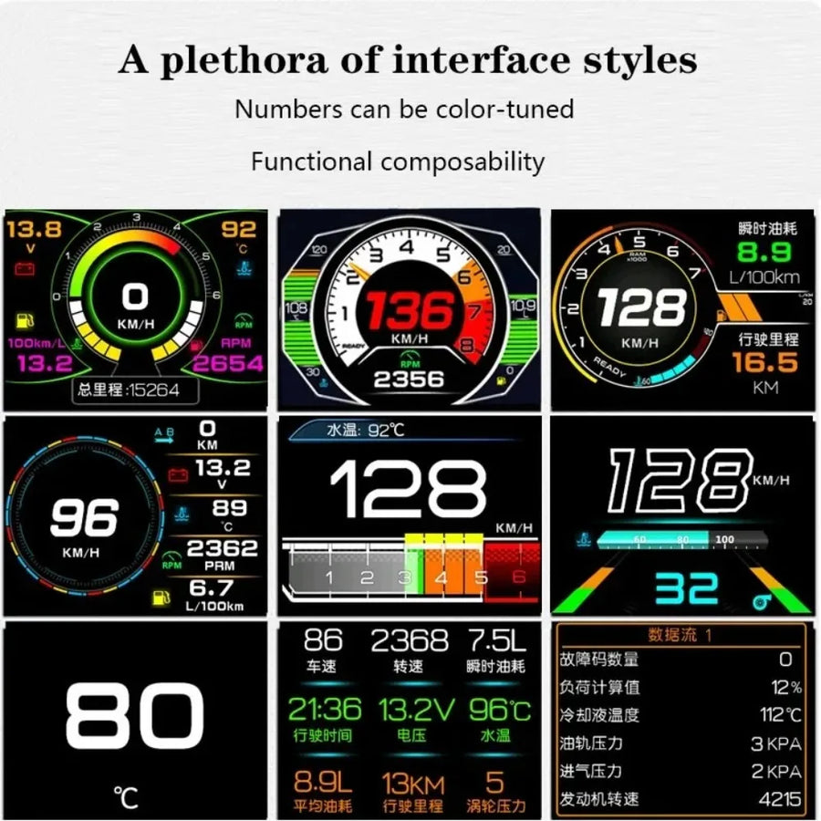 K10 OBD2 Car Head-Up Display and Digital Performance Gauge