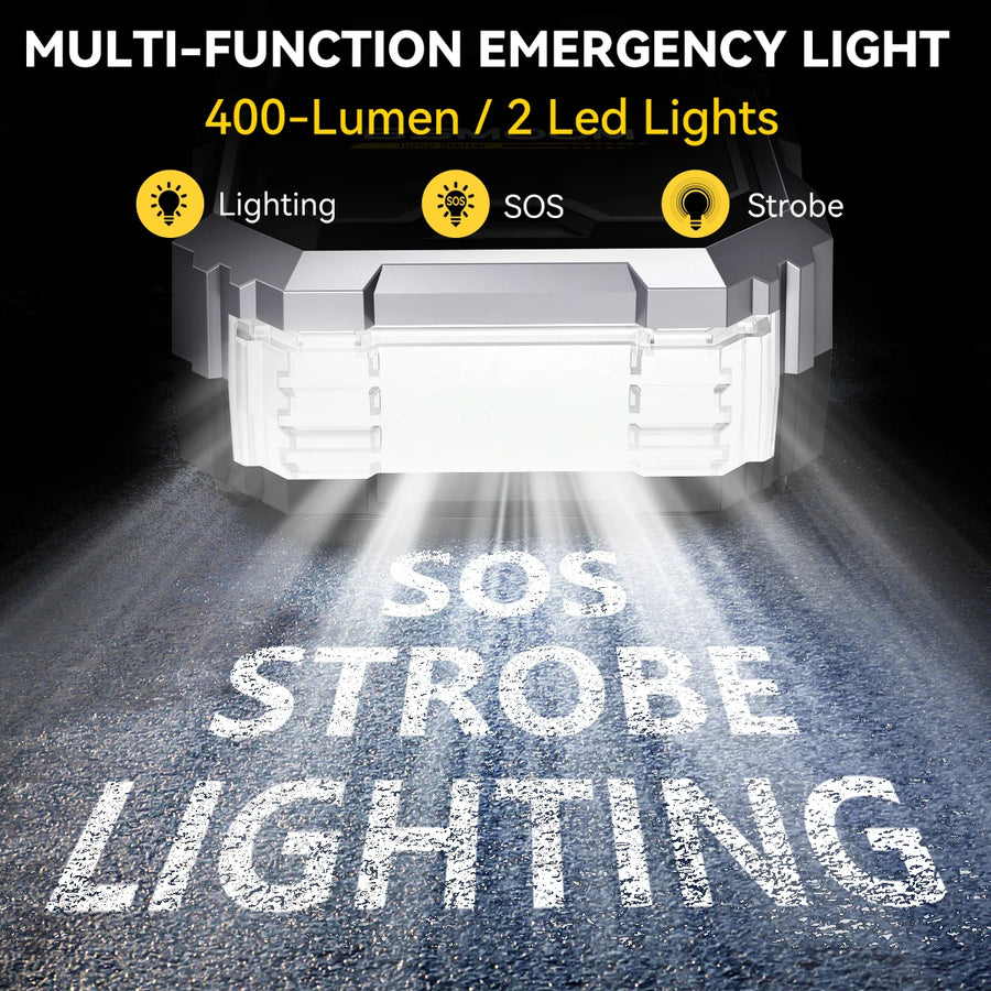 Portable Car Jump Starter with Power Bank and LED Light - Multiple Output Options